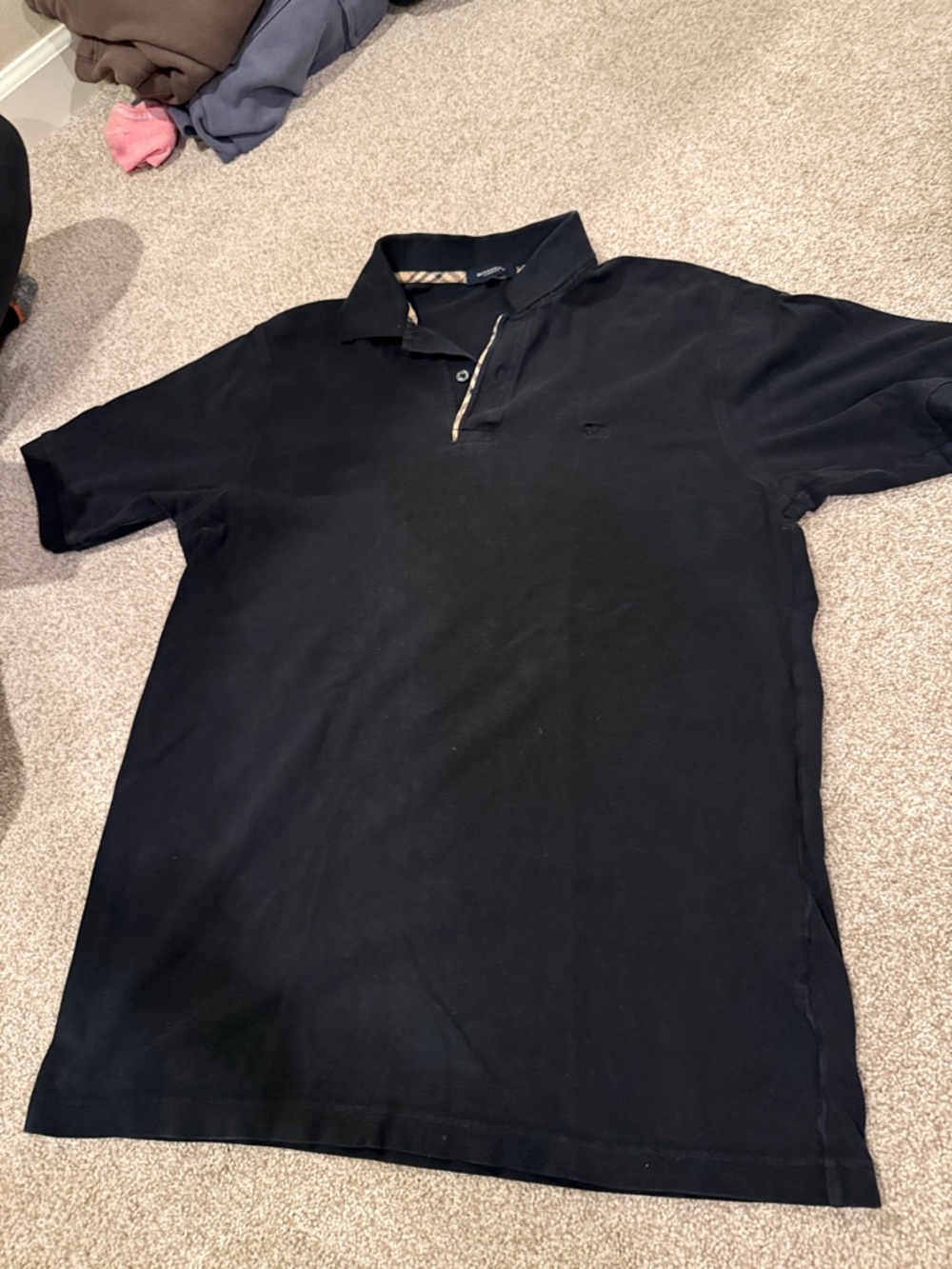 Burberry Black Polo with Signature Check Trim